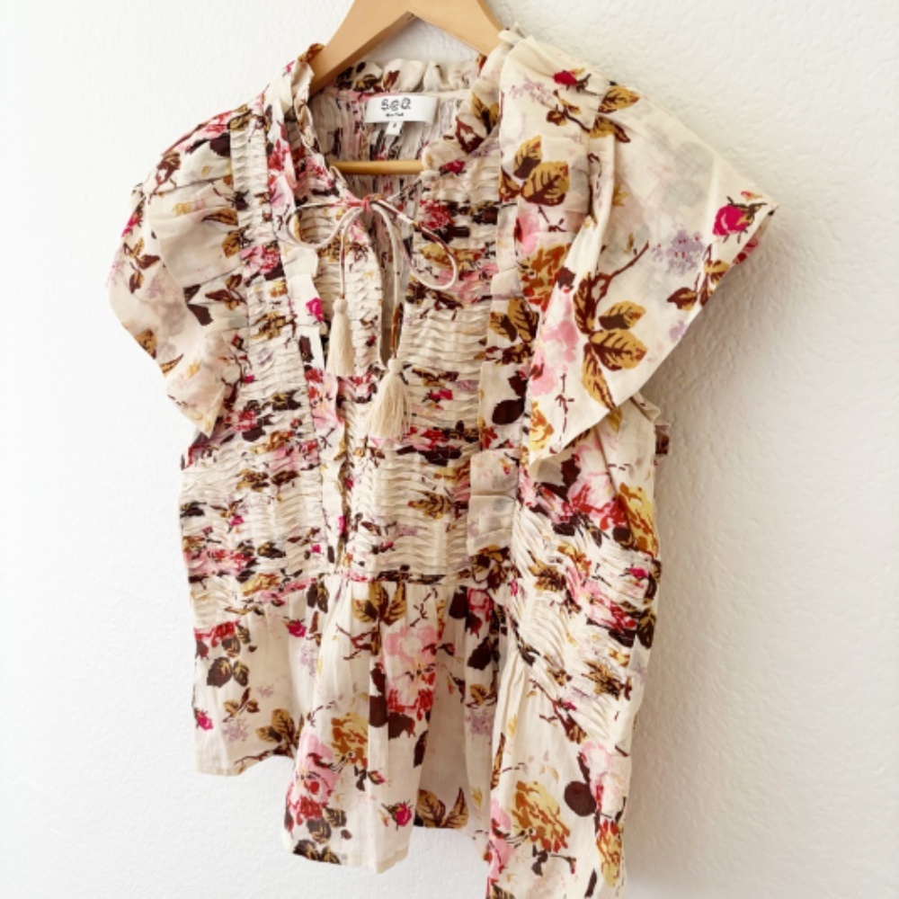 Sea New York Esme flutter sleeve 100% Ramie top Size Small - Picture 5 of 9